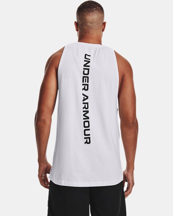 Camiseta sin mangas de algodón UA Baseline para hombre, White, pdpMainDesktop image number 1